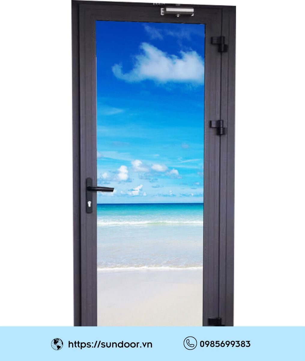 Cửa nhôm kính cường lực mở quay 1 cánh