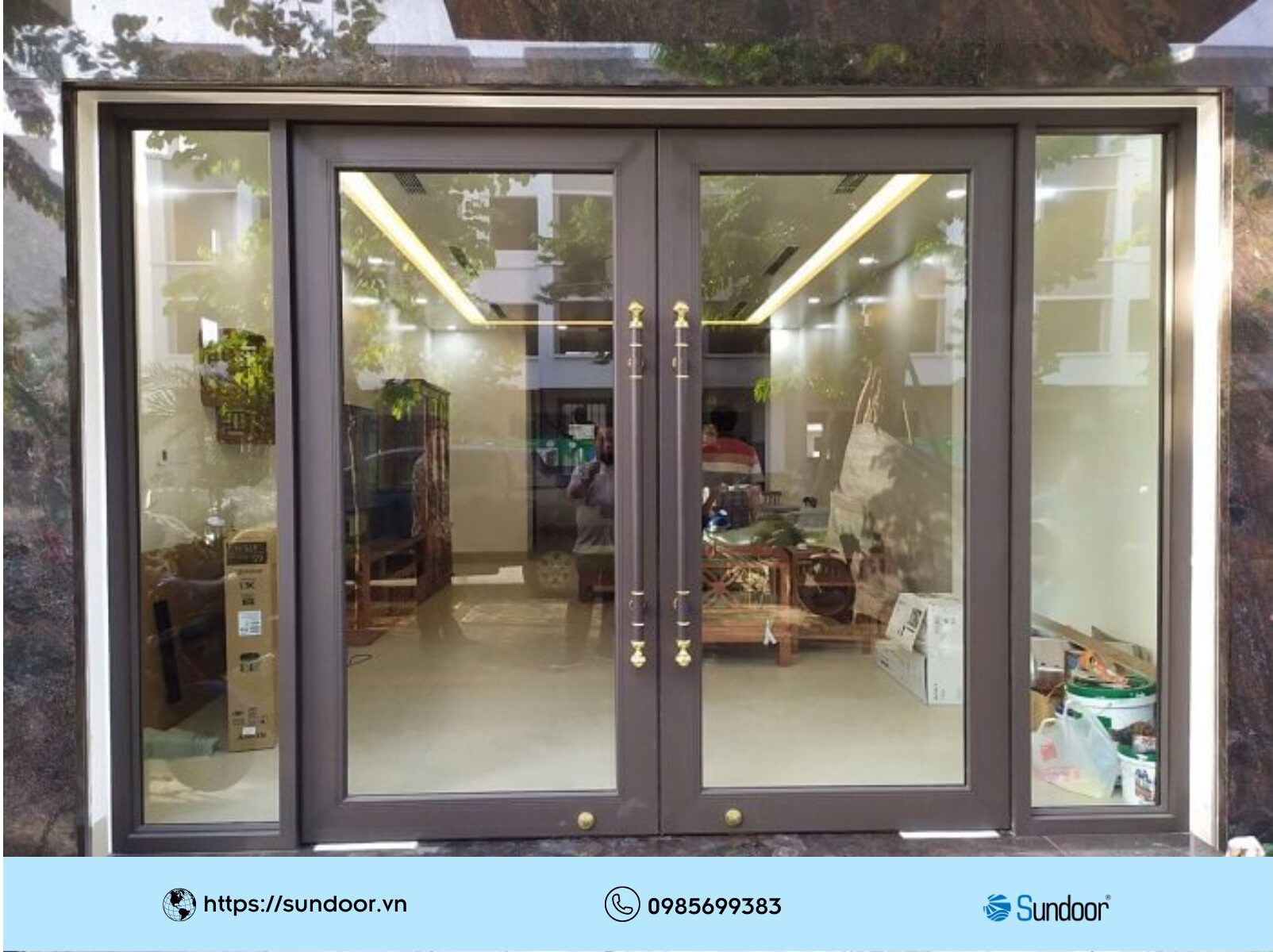 Cửa nhôm Xingfa kính cường lực được thiết kế và lắp đặt bởi Sundoor