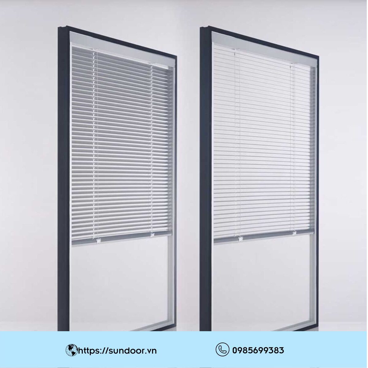 Hình ảnh cửa nhôm kính hộp kèm rèm