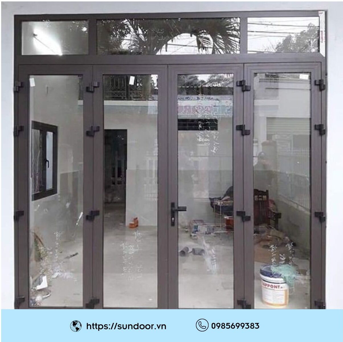 Cửa nhôm Xingfa lắp đặt trong phòng khách