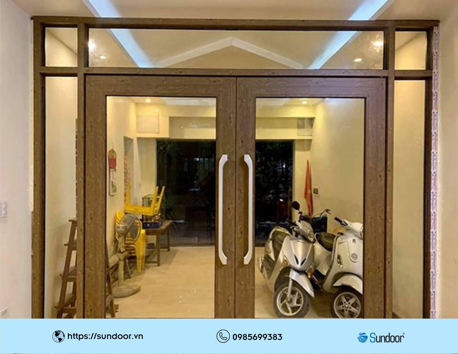 Cửa nhôm Xingfa sử dụng bản lề thủy lực